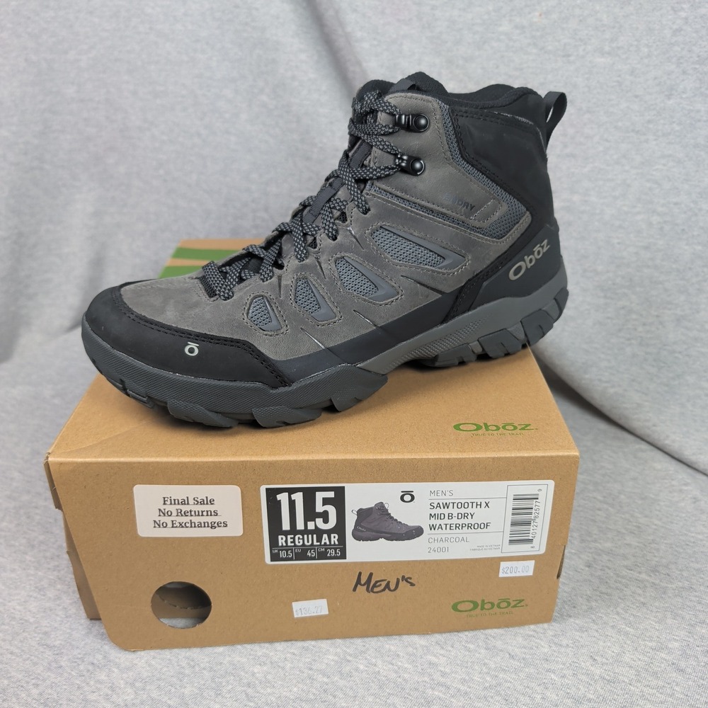 Oboz Sawtooth X Mid B-DRY Waterproof Hiking Boots Charcoal Mens 11.5